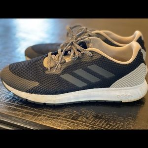 Adidas sneakers size 10 used . Black with champagne trim. Very comfortable